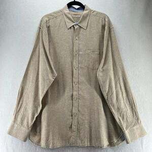 Age of Wisdom Shirt Mens Size XXL Linen Cotton Button Front Long Sleeve Beige